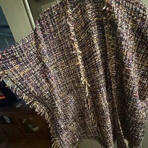 Women’s Tweed Fringe Cape - Purple Multi